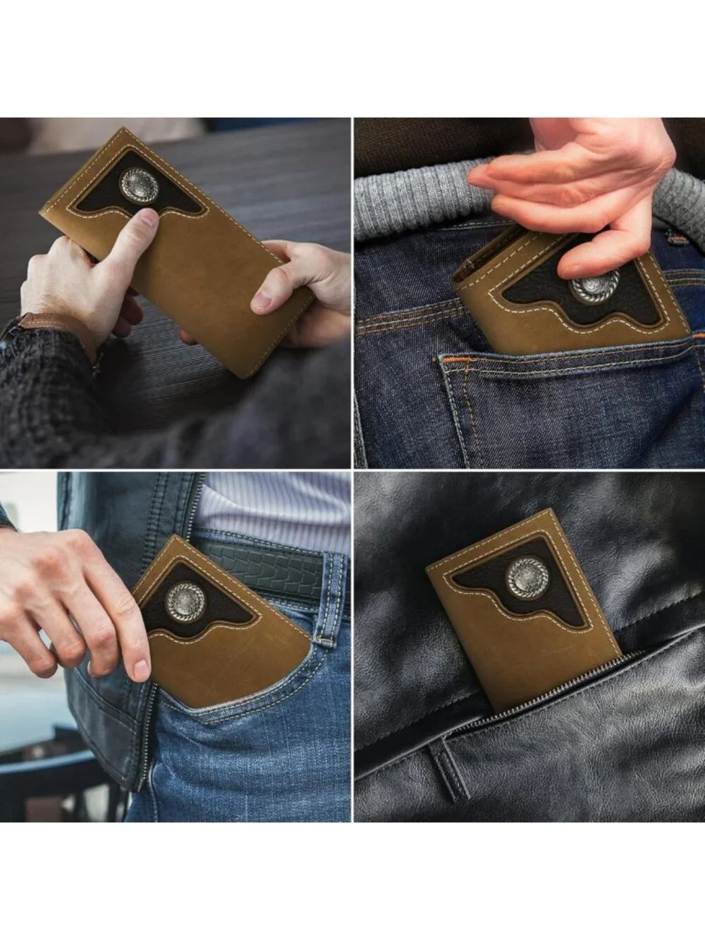 Genuine Leather Bifold Wallet for Men | Extra Capacity Western Rodeo Style Gift